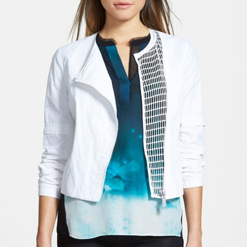 Elie Tahari New Jacket Designer Top Mesh Inset Blazer Women's M